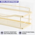 thumbnail image 2 of KINCMAX Shower Shelves 2-Pack - Self Adhesive Shower Caddy with 4 Hooks and 2 Adhesives - No Drill Large Capacity Stainless Steel Wall Shelf - Aesthetic Organizer for Inside Bathroom - Gold, 2 of 7