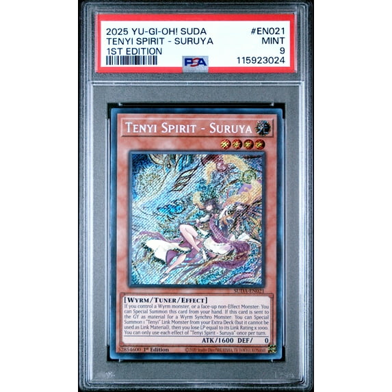 Yu Gi Oh! TCG, PSA Graded 9 MINT, Tenyi Spirit Suruya 1St Edition #EN021, Suda Supreme Darkness, Fully Encapsulated Bundle with Compatible Pokemon Hard Sealed Case
