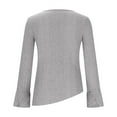 thumbnail image 4 of Chiccall Women's Fall Knit Ribbed Shirt Bell Long Sleeve Button V Neck Side Slit Slanted Hem Cute Sweater 2025 Trendy Casual Slim Fit Textured Blouse Tops, 4 of 5