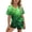 Army Green, variant on Girls St. Patrick's Day Outfit 2 Piece Set Army Green Shamrock Print V-Neck Short Sleeve Top with Matching Shorts for Kids Ages 5-16,Size 9-10 T