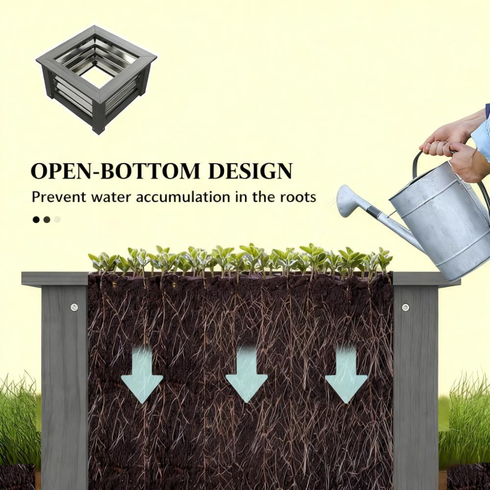 Raised Garden Bed, Versatile Galvanized Planter Box Elevated Garden Bed, Wooden Garden Bed with Trellis