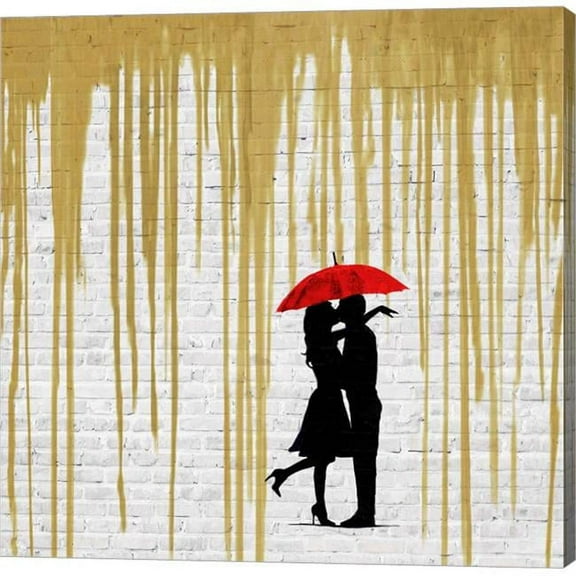 Metaverse C958688-0120000-AAAACMA Romance in the Rain Gold by Masterfunk Collective Canvas Wall Art - 12 x 12 in.