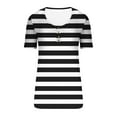 thumbnail image 3 of Scyoekwg Tops For Women Trendy Round Neck Button Slim Basic Tops Striped Printed Graphic Tee Summer Comfy Short Sleeve T Shirts Casual Loose Lightweight Blouses (Black,XL), 3 of 4