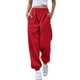 thumbnail image 1 of Pantalones Deportivos Holgados de Cintura Alta para Mujer, para Correr, Deportivos, de Entrenamiento, con Bolsillos Rojo XXL, 1 of 7