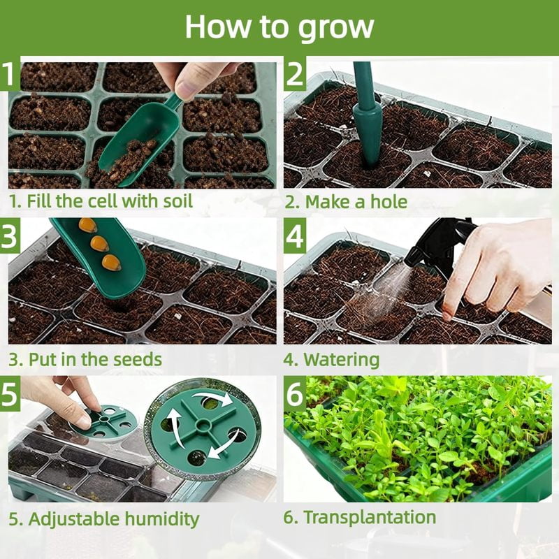 10Pcs Seed Starter Tray Mini Greenhouse Germination Kit with Humidity Dome Plant Seedling Growing Tray with Base Propagation Kit
