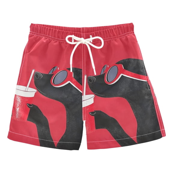 Cool Dog in Sunglasses Boys Swim Trunks Quick Dry Boy Swim Shorts for 3-14 Years