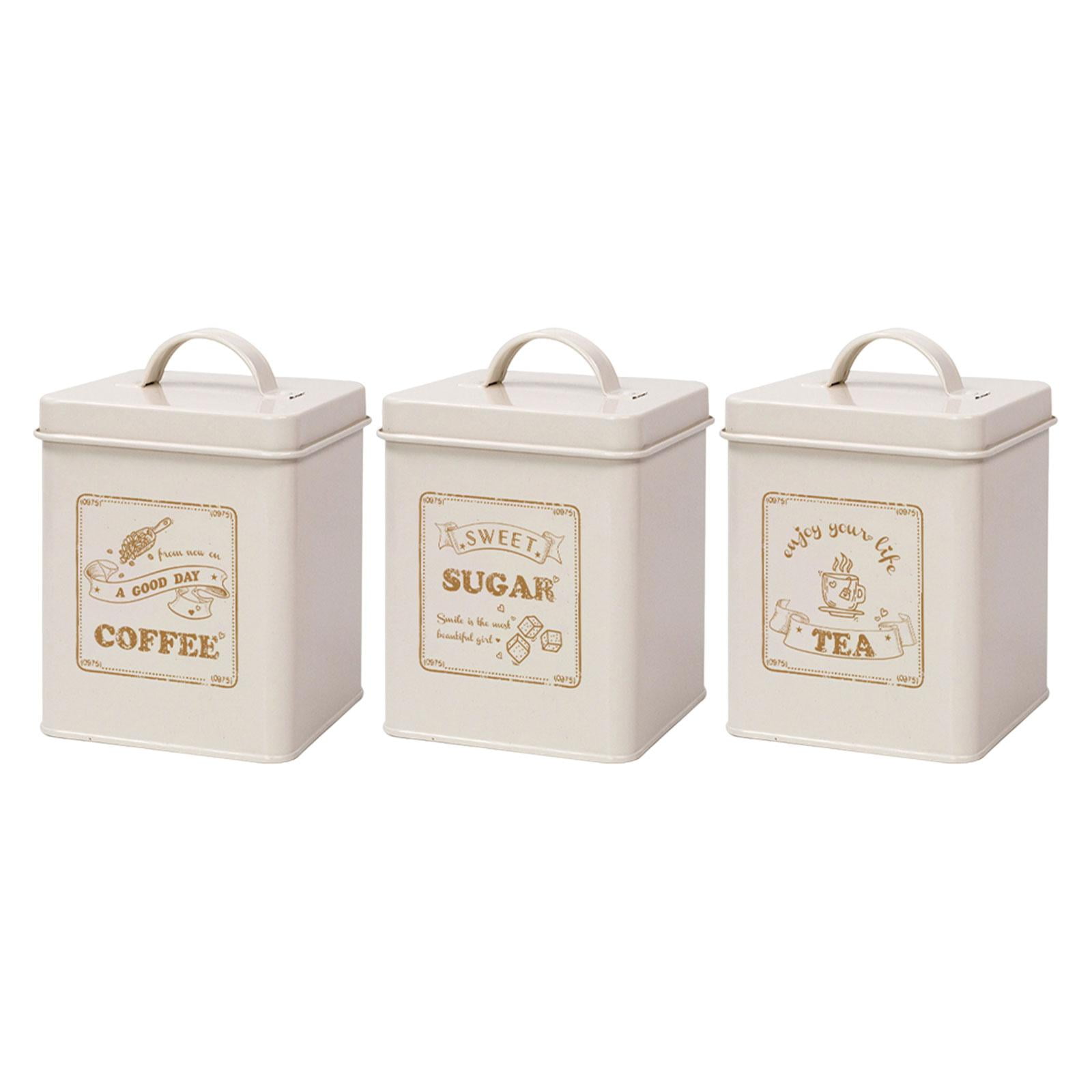 3 Pieces Decorative Kitchen Canisters with Lids Vintage Canisters