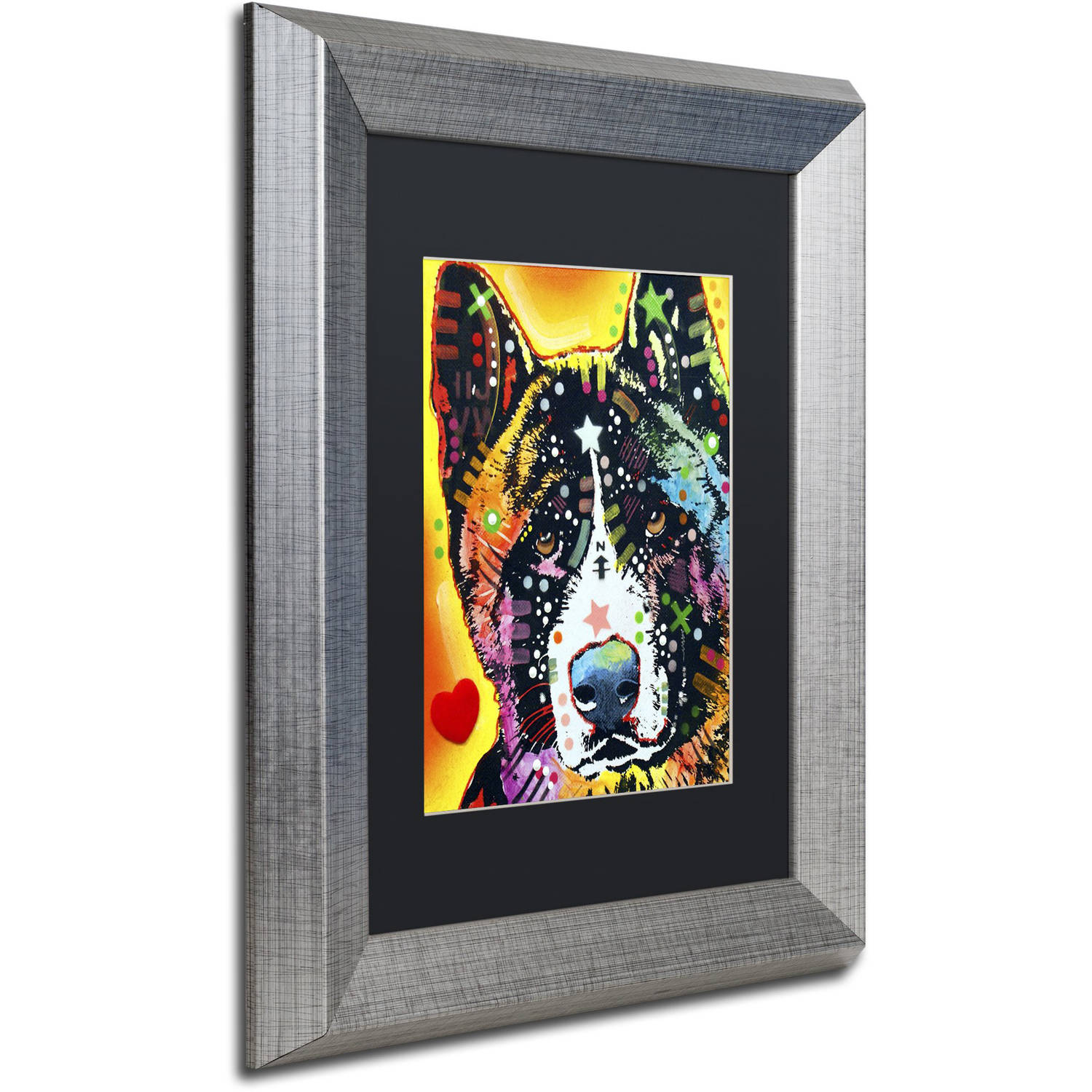 Trademark Fine Art "Akita" Canvas Art by Dean Russo, Black Matte, Silver Frame