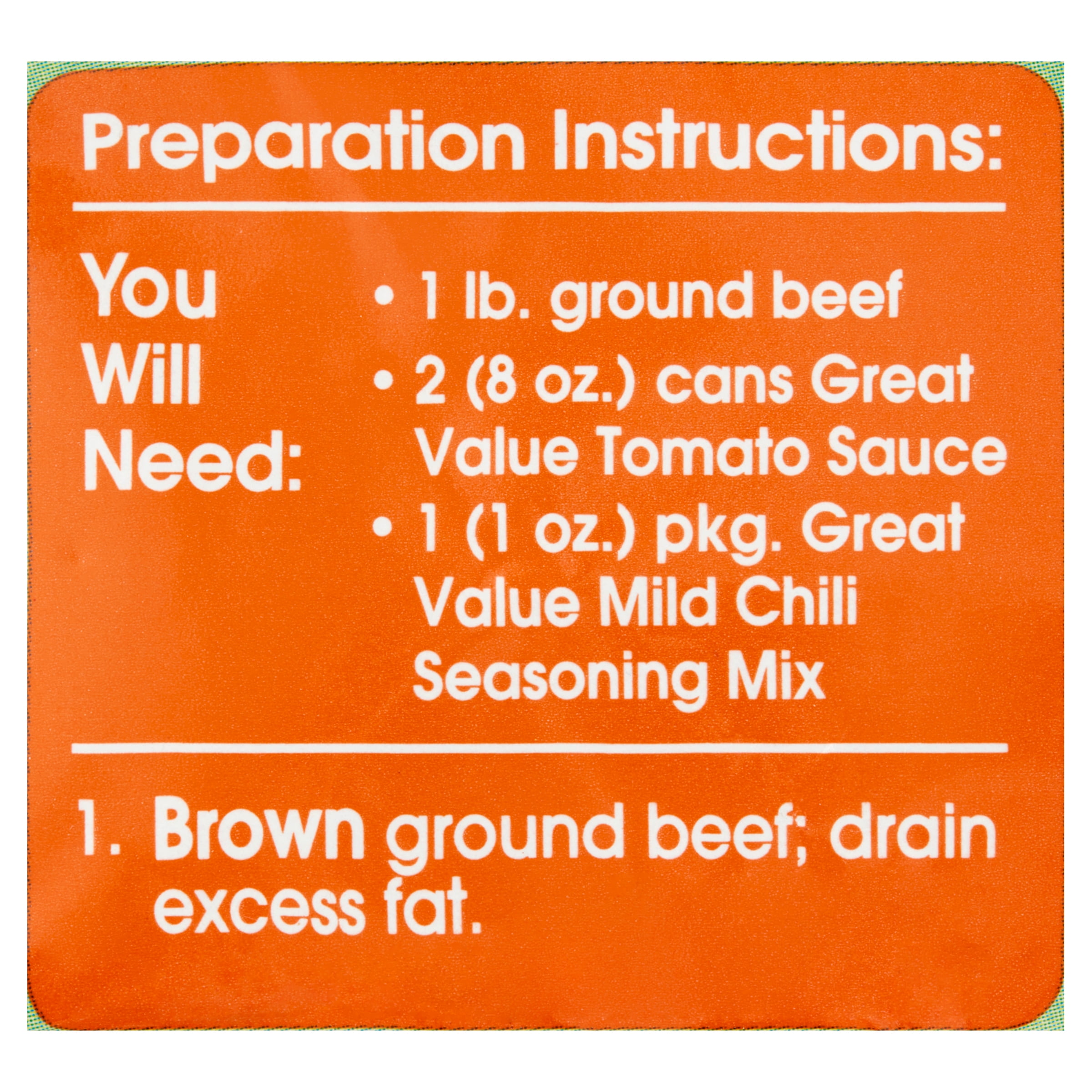 (24 pack) Great Value Mild Chili Seasoning Mix, 1 oz
