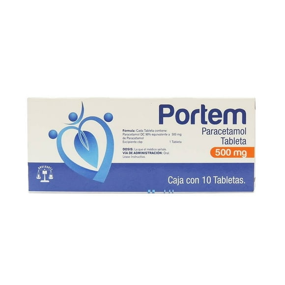 Paracetamol Portem 10 Tabletas 500mg