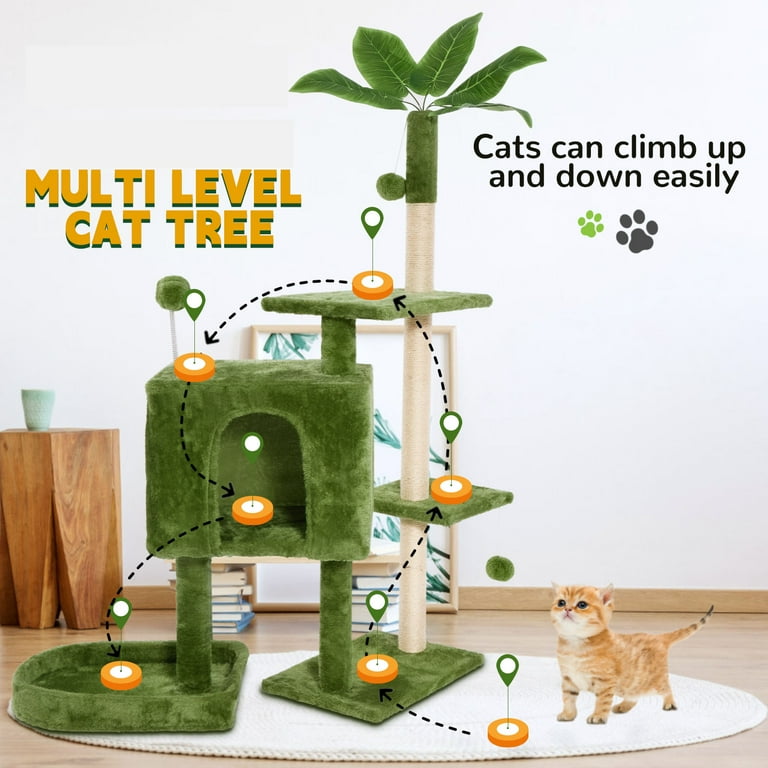 Mudie Cat Tree 52in Cat Tower for Indoor Cats Cat Tree with Scratching Posts Plush Perch Stand Cat Condo with Funny Toys Kittens Pet Play