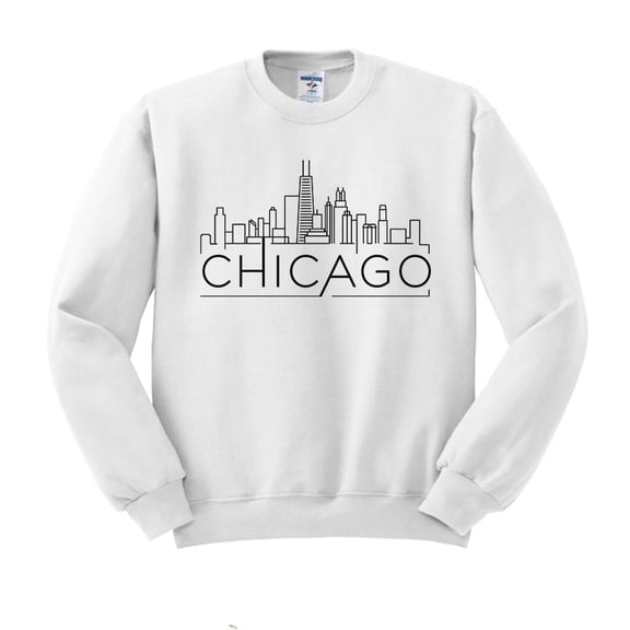 Skyline Chicago Illinois Sweatshirt Unisex Large White