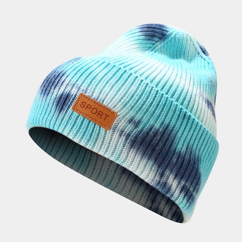 esafio Tie-dye Knitted Hat Beanie Hat 