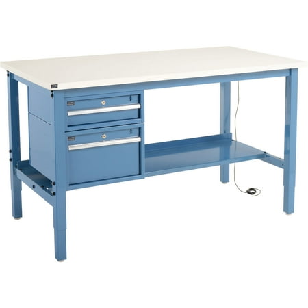 

Production Workbench ESD Laminate Square Edge with Drawers & Shelf 60 W x 30 D Blue