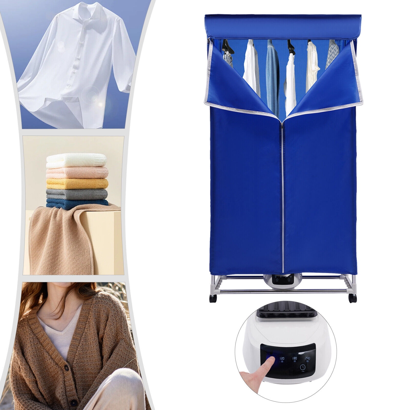 Blue Electric Clothes Dryer Portable Mini Dryer Machine Clothes Quick Heater 1200W For Homes, Apartments