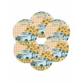 thumbnail image 7 of 13 Inch Round Placemats Set of 6, Sunflowers Trucks Non Slip Heat Insulation PP Table Mats, Spring Farmhouse Eucalyptus Orange Plaid Washable Place Mats for Kitchen Dining Party Table Decor, 7 of 7