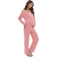 thumbnail image 4 of WBQ Women's Maternity Nursing Pajama Set Long Sleeve Breastfeeding Top Tee Shirt & Pants Pregnancy Pjs Set, 4 of 7