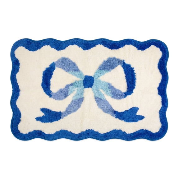 Unique Bargains Aesthetic Bathroom Rug Soft Absorbent Non Slip Bath Mat Blue 32" x 20"