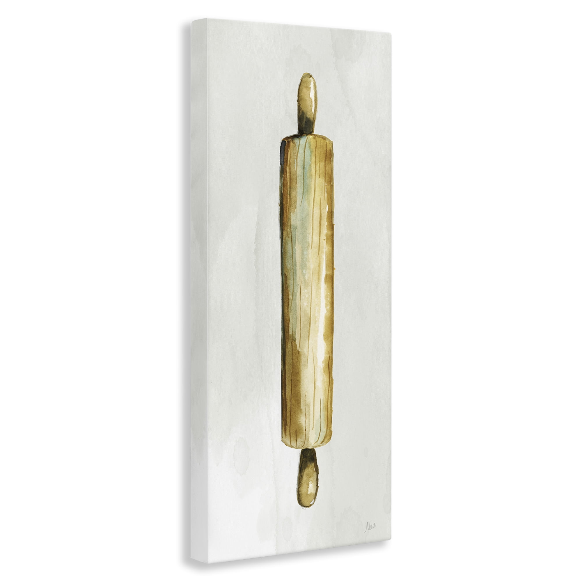 Stupell Industries Rustic Rolling Pin Food & Beverage Painting Wrapped Canvas Art Print Wall Art, 10 x 24
