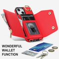thumbnail image 4 of Phone Case for iPhone 13 Mini 5.4 inch Wallet Cover with Screen Protector and Ring Stand Credit Card Holder Slot Crossbody Strap Cell iPhone13mini i-Phone 13minicase i iPhone13 13mini Women Girls Red, 4 of 13