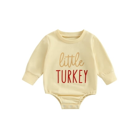 

Bagilaanoe Newborn Baby Girl Boy Thanksgiving Rompers Letters Print Long Sleeve Bodysuits 6M 12M 18M 24M Infant Casual One Piece Short Jumpsuit