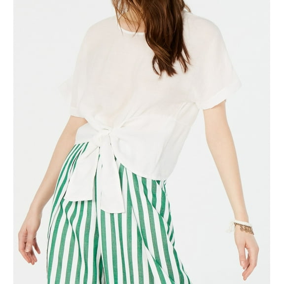 Womens Top Gauze-Knit Tie-Hem Rowan Blouse XS