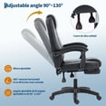 thumbnail image 4 of Silla de oficina ergonómica giratoria - Respaldo alto con soporte lumbar ajustable - Piel sintética negra - Reposabrazos acolchados y altura regulable - Ruedas silenciosas - Color negro, 4 of 8