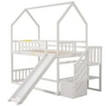 thumbnail image 5 of Euroco Twin over Twin Bunk Bed with Slide for Bedroom, Wood House Bed with Storage Staircase, White, 5 of 14