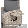 thumbnail image 3 of EastVita Outdoor Recliner Chair Rattan Patio Recliner with Air Pump Adjustable Backrest and Footrest 150 Lay Flat Wicker Lounge Recliner Patio Chair with Flip-Up Table and Removable Cushion - Brown, 3 of 7