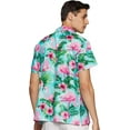 thumbnail image 2 of Stylore Hawaiian Shirt for Men Relaxed-Fit Funky Flamingo Turquoise Pink 2XL, 2 of 5