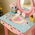 thumbnail image 4 of iRerts Girls Vanity Set, Princess Kids Vanity Table and Chair Set with Mirror, Drawers, Toddler Makeup Vanity Set with 7pcs Pretend Play Makeup Toys, Pink, 4 of 9