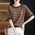 thumbnail image 2 of BUIGTTKLOP Cotton Sweaters for Women Short Sleeve Knit Tops Hollow out Crewneck Pullover Top, 2 of 6