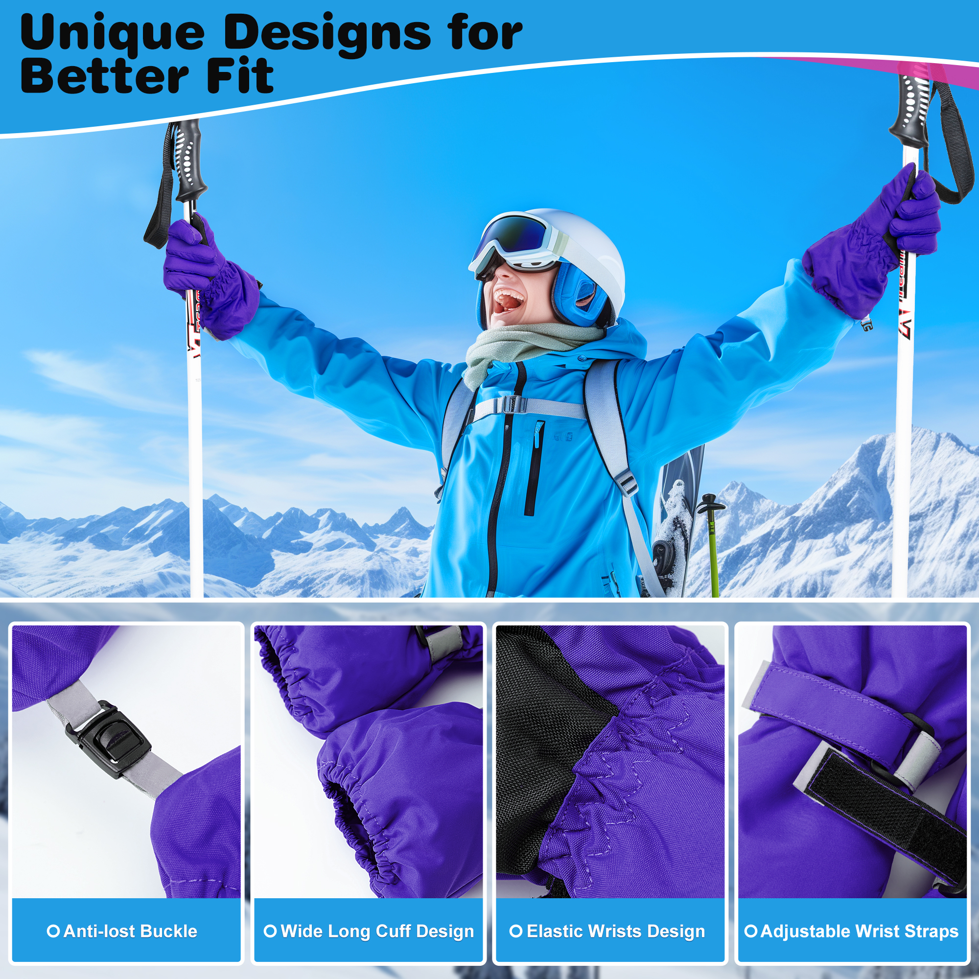 Gants D'hiver Femme En Polaire Avec écran Tactile - Doublure Chaude, Bordure Fourrure - Pour Ski, Marche, Quotidien - Cadeau Hiver - 3