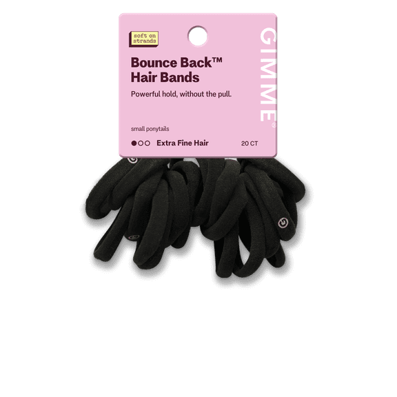 Gimme Beauty Seamless Hair Ties for Extra Fine Hair, Ponytail Holder, Black, 20 Count
