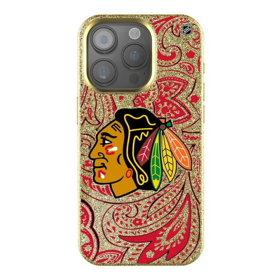 Keyscaper Gold Chicago Blackhawks Paisley Bling iPhone Case