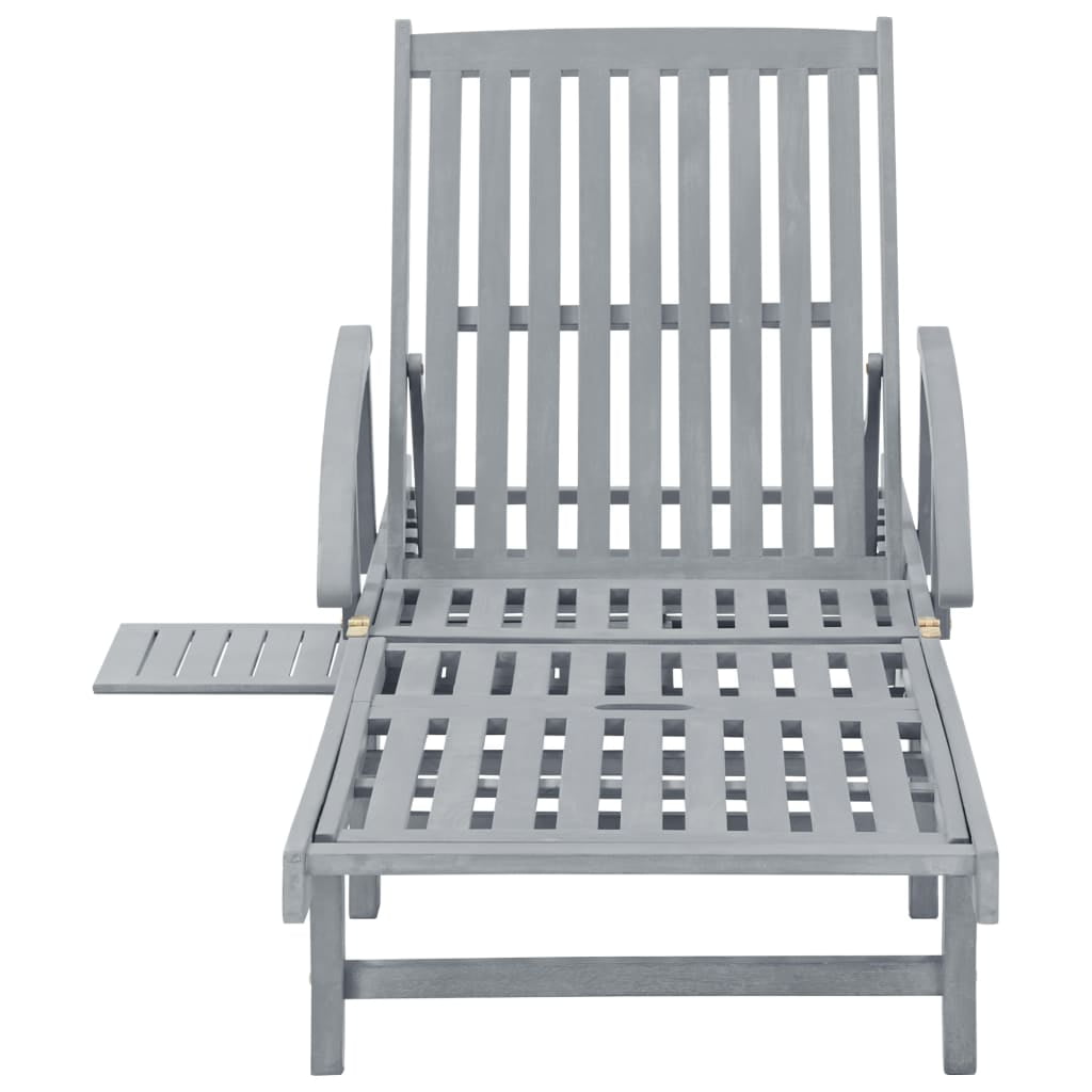Lowestbest Garden Sun Lounger, Solid Acacia Wood Recliner with Two Wheels and Armrest Lowestbest Garden Sun Lounger, Solid Acacia Wood Recliner with Two Wheels and Armrest