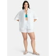 thumbnail image 3 of Time and Tru Women's and Women's Plus Button Down Cotton Coverup Shirt, Sizes XS - 3X, 3 of 3