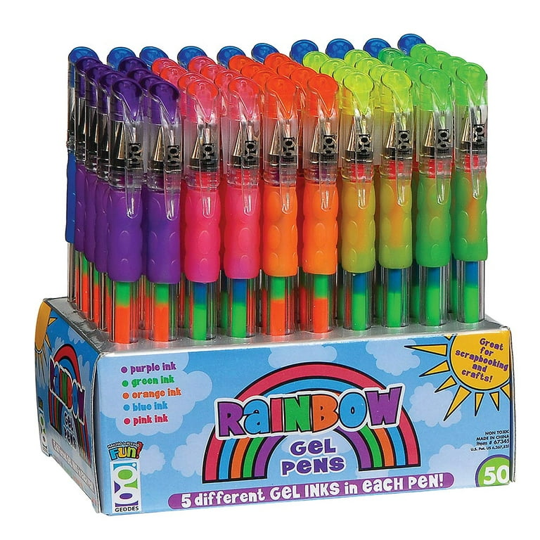 Amscan Vibrant Rainbow Gel Pen Set - 6.1 (Pack of 6) - Perfect for  Creativity & Expression, Ideal for Artists and Stationery Enthusiasts