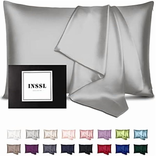Chenchen Silk Pillowcase for Women, Mulberry Silk Pillowcase for Hair and Skin and Stay Comfortable and Breathable During Sleep (Queen, Grey)