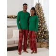 thumbnail image 6 of AIGUR Matching Christmas Pajamas for Family Long Sleeve Solid Color Pullover + Plaid Pants Set Loungewear, 6 of 11