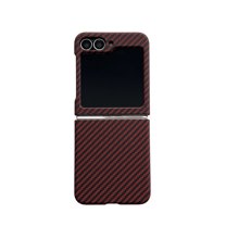 ELEHOLD Case for Samsung Galaxy Z Flip 6, Lightweight Magnetic Carbon Fiber Texture Case, Shockproof Protective Cover,Red