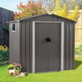 thumbnail image 1 of Outdoor Storage Shed, 6 x 4 FT Outside Metal Garden Shed with Large Window and Lockable Door, Waterproof Tool Shed for Backyard Patio, Lawn and Garden (Gray), 1 of 16