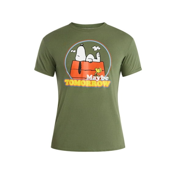 Men's Snoopy Maybe Tomorrow Green Graphic T-Shirt - Small