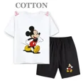thumbnail image 5 of Conjunto de pantalones cortos de manga corta de verano para niños, camiseta de dibujos animados de Disney Mickey y pantalones, conjunto de 2 piezas, ropa linda para niñas y niños pequeños, 5 of 5
