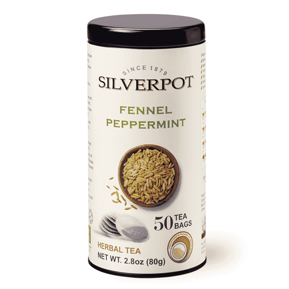 Silverpot Fennel and Peppermint - 50 Round Tea Bags | Fennel Seeds, Cooling Mint | Caffeine Free