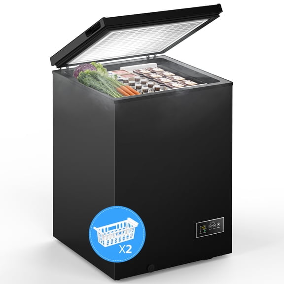 KNDKO 3.5 Cu.Ft Low temperature Chest Freezer with 2 Removable Baskets, Electronic Control, Super-Low Temperature 14℉ to -40℉, Black