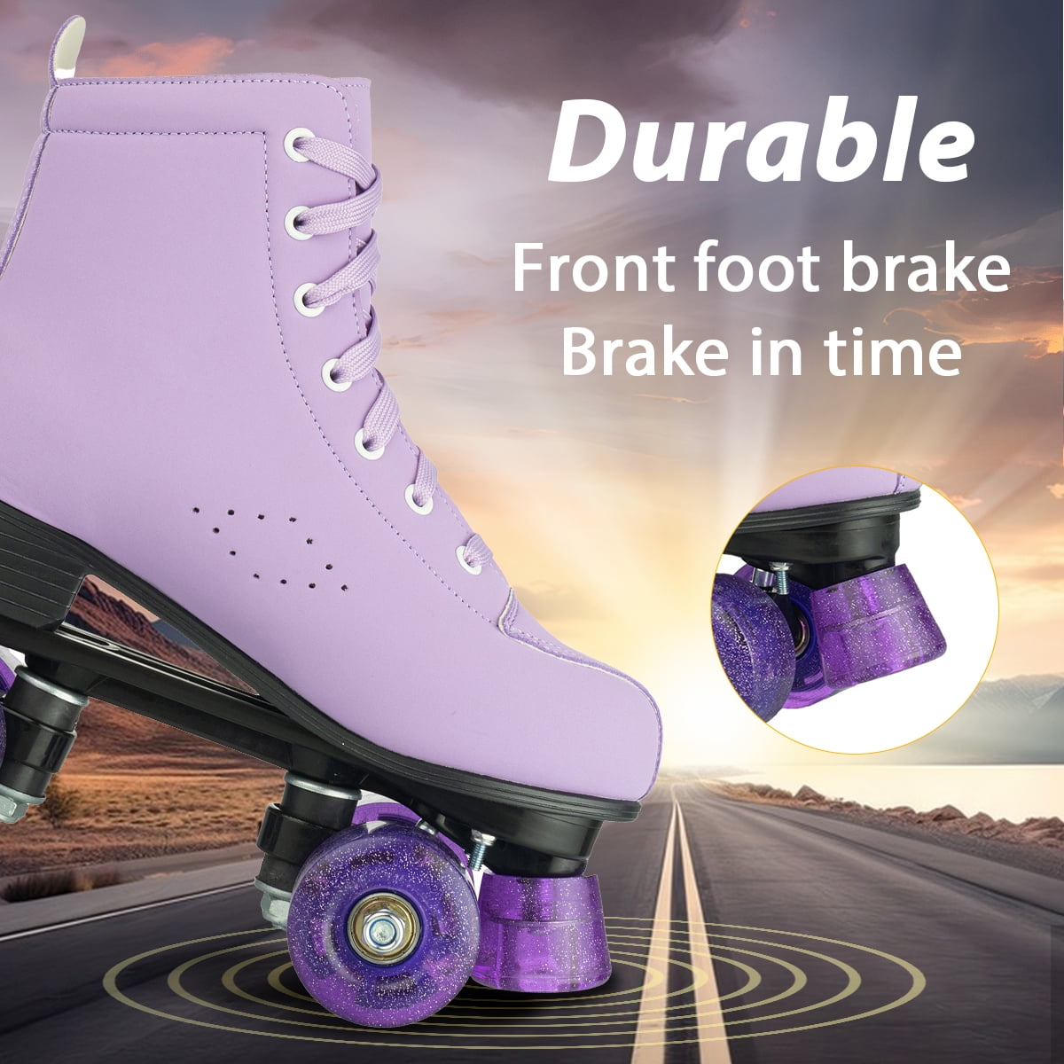 EONROACOO Purple Roller Skates for Women Girls, Adult Light up Wheels Skates(Women 8.5/Men 7)