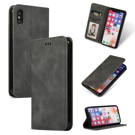 iPhone XS Leather Case, iPhone X Case, Dteck Smooth PU Leather Flip Folio Wallet Card Slots Case Cover Stand Feature & Magnetic Closure For Apple iPhone XS/X 5.8 inch,