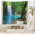 thumbnail image 2 of Aqua Tapestry, Waterfall Asia Thailand Jungle Tropic Plants Trees Tourist Attraction, Fabric Wall Hanging Decor for Bedroom Living Room Dorm, 5 Sizes, Turquoise Green Brown, by Ambesonne, 2 of 9