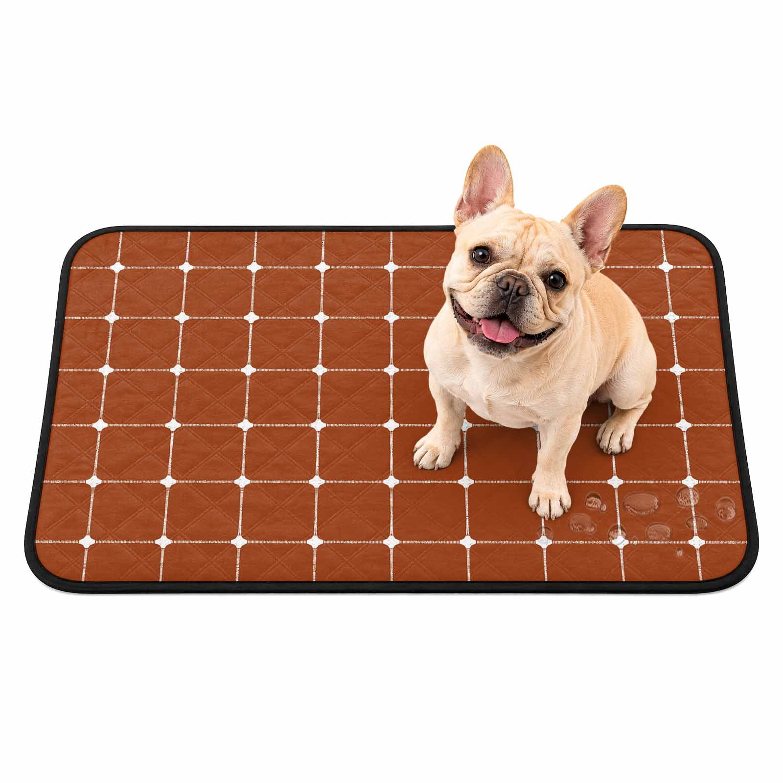 Washable Pee Pads for Dogs Red Brown Gingham Non-Slip & Leak-Proof Potty Pads for Dogs Reusable Pee Pad for Crates Floors Waterproof Puppy Training Pad 36 x24 Modern Minimalist Geometric Plaid